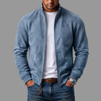 ARDEN™ SUEDE BOMBER JACKET in light blue