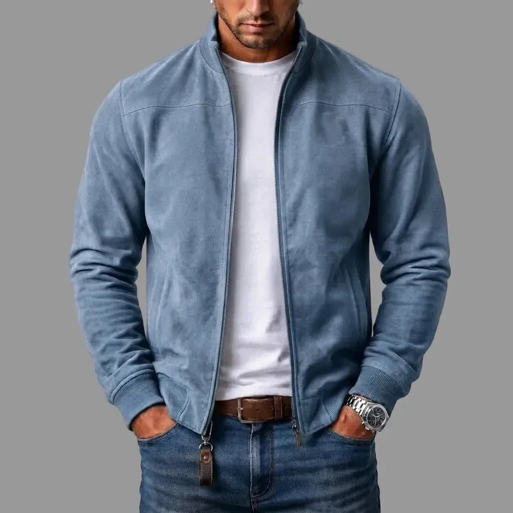 ARDEN™ SUEDE BOMBER JACKET in light blue