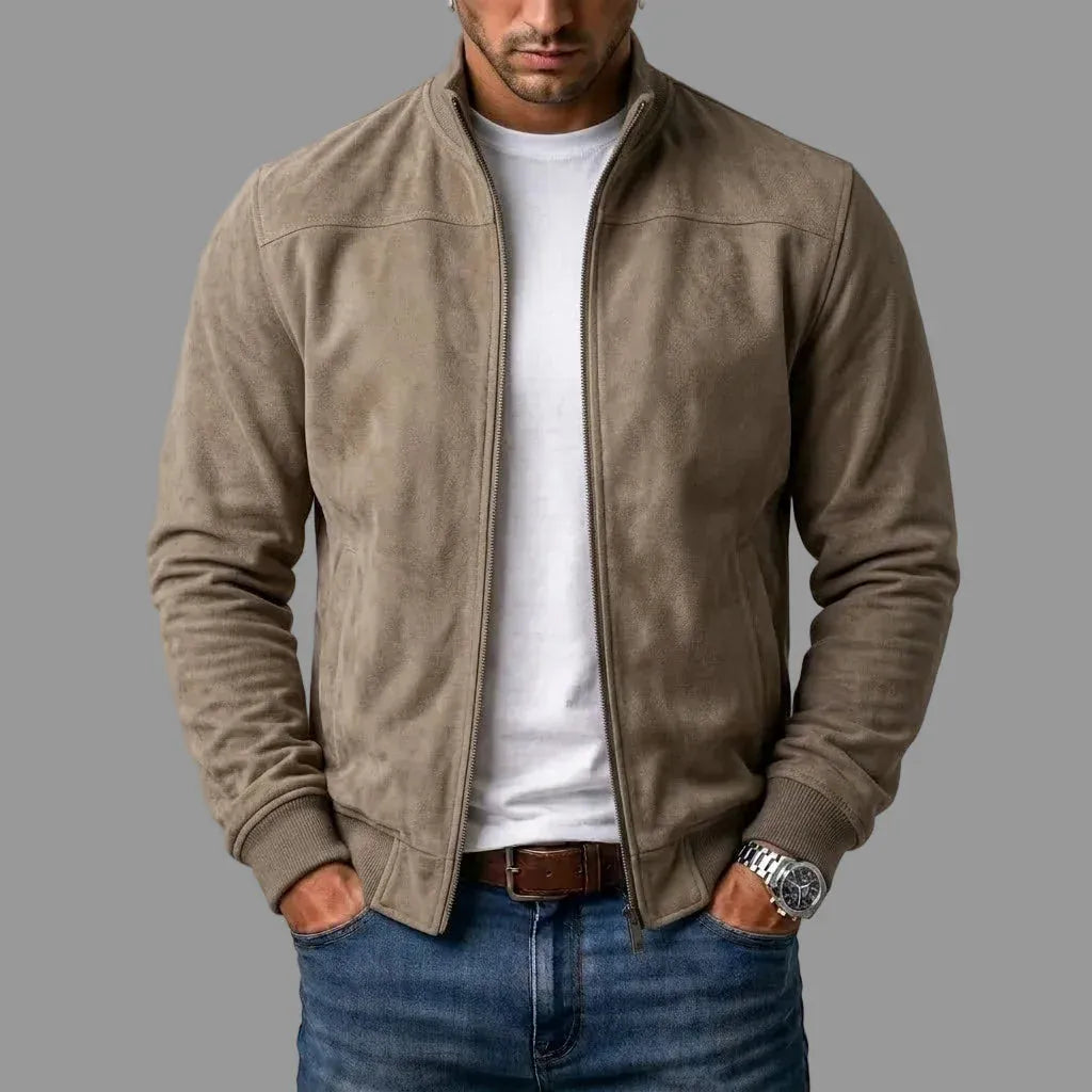 ARDEN™ SUEDE BOMBER JACKET in khaki