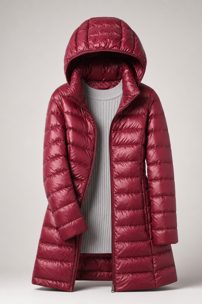 Feathra Ultralight Down Jacket in burgundy